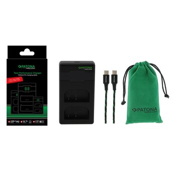 Patona Premium Twin Performance PD Ladegerät für Panasonic Lumix DMC-GH3 GH3A GH4 DMW-BLF19 DMW-BLK22 incl. USB-C Kabel 