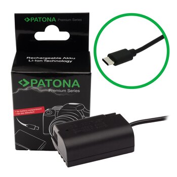 Patona Premium USB-C Input Akku mit Adapter-Kabel für Panasonic  DMW-BLK22