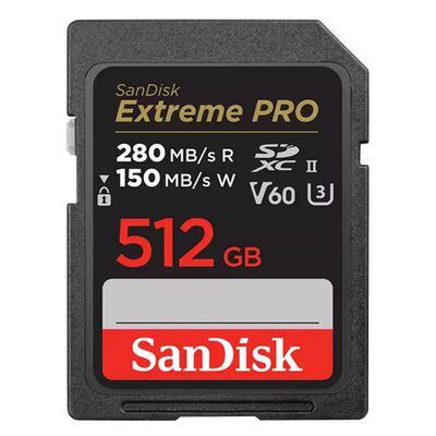 SanDisk SDXC Extreme PRO 150MB/s V60 UHS-II Class10 R280-/W Speicherkarte  512 GB