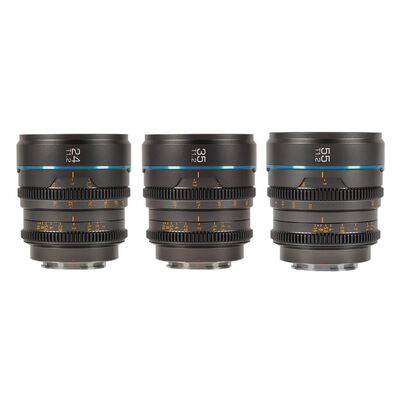 Sirui Night Walker 24+35+55mm T1.2 S35 Cine Objektiv Set mit Case  RF-Mount Metallgrau