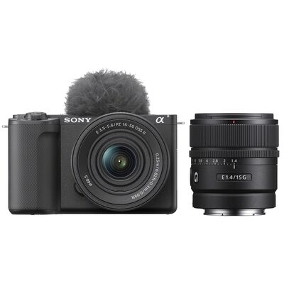 Sony Vlog-Kamera Alpha ZV-E10 II + SEL 16-50mm PZ OSS II + SEL 15mm f/1.4 G 