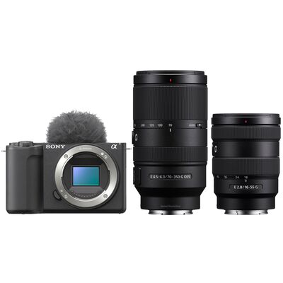 Sony Vlog-Kamera Alpha ZV-E10 II + SEL 16-55mm f/2,8 G + SEL 70-350mm f/4,5-6,3 G OSS 