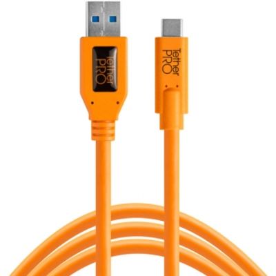 Tether Tools TetherPro USB-Datenkabel für USB 3.0 an USB-C - 4,6 Meter Länge, gerader Stecker  orange