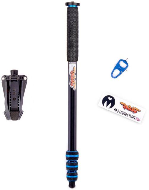 3 Legged Thing Trent 2.0 Einbeinstativ aus Aluminium  Blau mit Docz2 Fußstabilisator