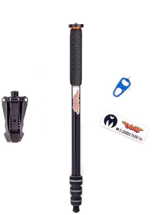 3 Legged Thing Trent 2.0, Einbeinstativ aus Aluminium  Grau mit Docz2 Fußstabilisator