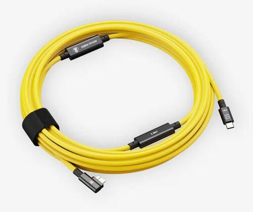 COBRAUNION USB-C Tether Kabel - 5M 10G  Gerade - 90° Micro-B gelb