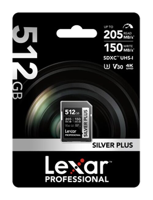 Lexar Silver Plus SDXC UHS-I U3 V30 R205/W150MB/s  512GB