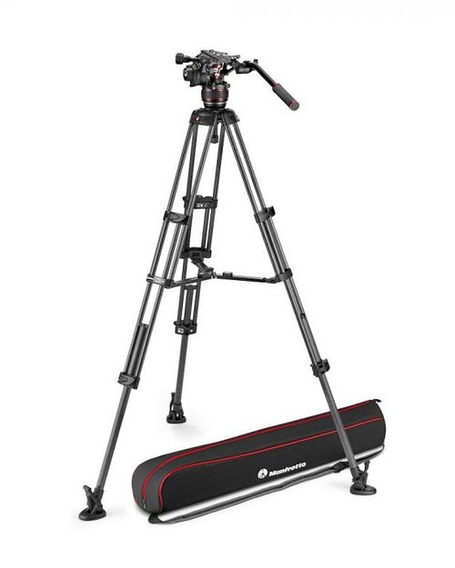 Manfrotto Nitrotech 608 & Carbon Doppelrohr-Stativ mit Mittelspinne 