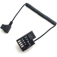 Caruba Panasonic DMW-DCC12 Volldecodierung Dummy-Batterie + D-TAP B-Typ Anschluss (Spiralkabel) 