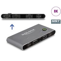 Delock USB-C KVM Switch zu HDMI und DisplayPort 8K MST mit USB 2.0 