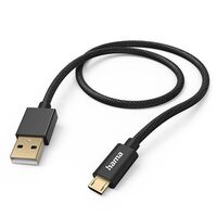 Hama Ladekabel Fabric, USB-A - Micro-USB, Nylon  schwarz 1,5m