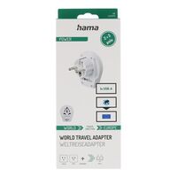 Hama Reiseadapter World to Europe USB, für 2- und 3-polige Geräte, 1x USB 