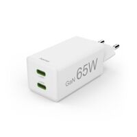 Hama Schnellladegerät, GaN, 2x USB-C, Mini-Ladegerät, PD, 65 W  weiß