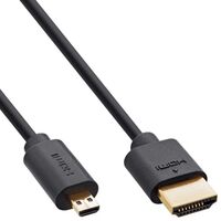 Inline Slim Ultra HDMI-Kabel A- auf D- Stecker (Micro) 8K4K, schwarz/gold  2m