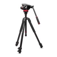 Manfrotto 055 Alu Kit, Videostativ mit Fluid-Kopf, 3 Segmente 