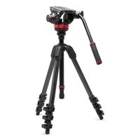 Manfrotto 502 flacher Fluid Videokopf m. 055 Video Carbonfaser-Stativ 