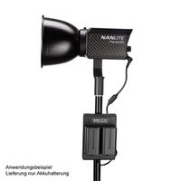 Nanlite BT-BA-SNP/DC Akku-Halterung für 2 NP-F-Akkus (je 4400 mAh oder mehr z. B. Art.-Nr. 3634) mit Stativklemme und Anschlusskabel z. B. für Mira 26B Forza  