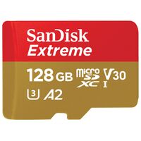 SanDisk Extreme microSDXC UHS-I, C10, U3, V30, A2 + SD Adapter  128 GB 190 MB/s