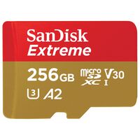 SanDisk Extreme microSDXC UHS-I, C10, U3, V30, A2 + SD Adapter  256 GB 190 MB/s 