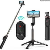 Telesin 3in1 Selfie-Stick 60 cm mit Steuerung für GoPro und Handys 