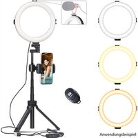 VIJIM Ringleuchte mit Stativ, Smartphonehalterung und Fernbedienung 