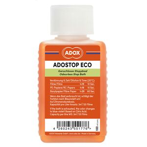 Adox ADOSTOP ECO Geruchloses Stoppbad mit Indikator 100 ml Konzentrat 