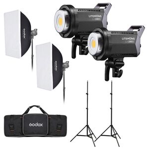 Godox LA200D - Kit 2 x Litemons Tageslicht LED-Leuchte mit Zubehör 