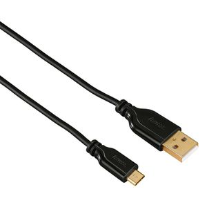 Hama Micro-USB-Kabel, verdrehsicher, vergoldet 0,75 m  schwarz