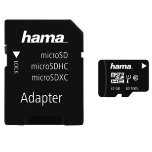 Hama microSDHC Class 10 UHS-I 80MB/s + Adapter/Mobile  32 GB