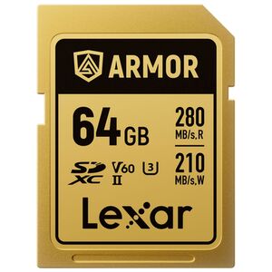 Lexar SDXC Pro Gold Series ARMOR UHS-II V60 IP68 Stainless Steel R280  64 GB 