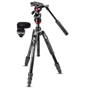 Manfrotto Befree Advanced Live Twist Alu-Stativ mit Fluid-Videokopf & Joby Wavo PLUS 