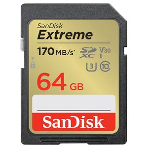 SanDisk SDXC Extreme V30 UHS-I U3, 170MB/s, Class 10 Speicherkarte  64 GB