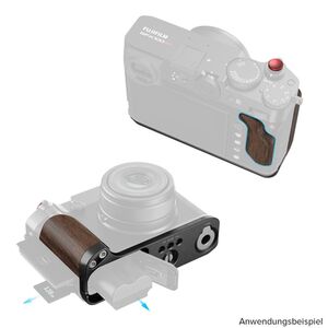 SmallRig 5266 L-förmige Montageplatte mit Holzgriff für FUJIFILM GFX100RF 