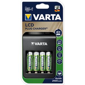Varta LCD Plug Charger inkl. 4 AA/LR6 Mignon Power Akkus 2100 mAh 