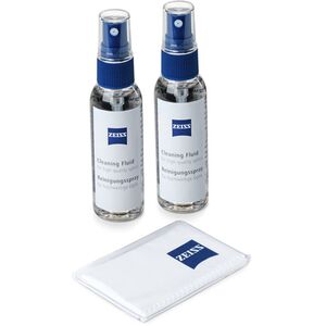 Zeiss Reinigungsspray (2×60 ml), Mikrofasertuch (18×18 cm), 2 Optikreinigungslösungen 
