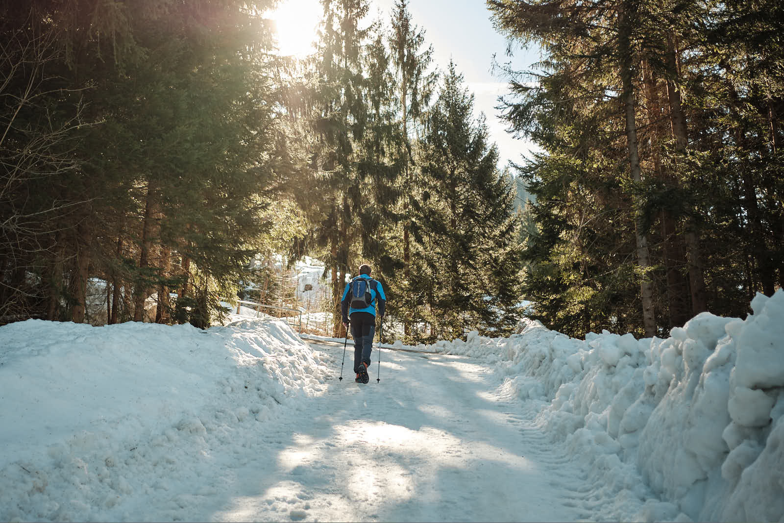 Schneebedeckter Weg im Wald