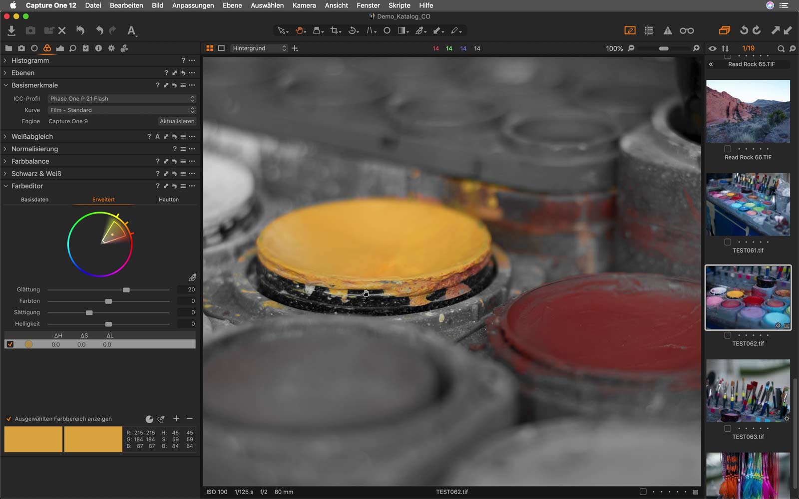 Farbeditor Bildbearbeitungssoftware Capture One 