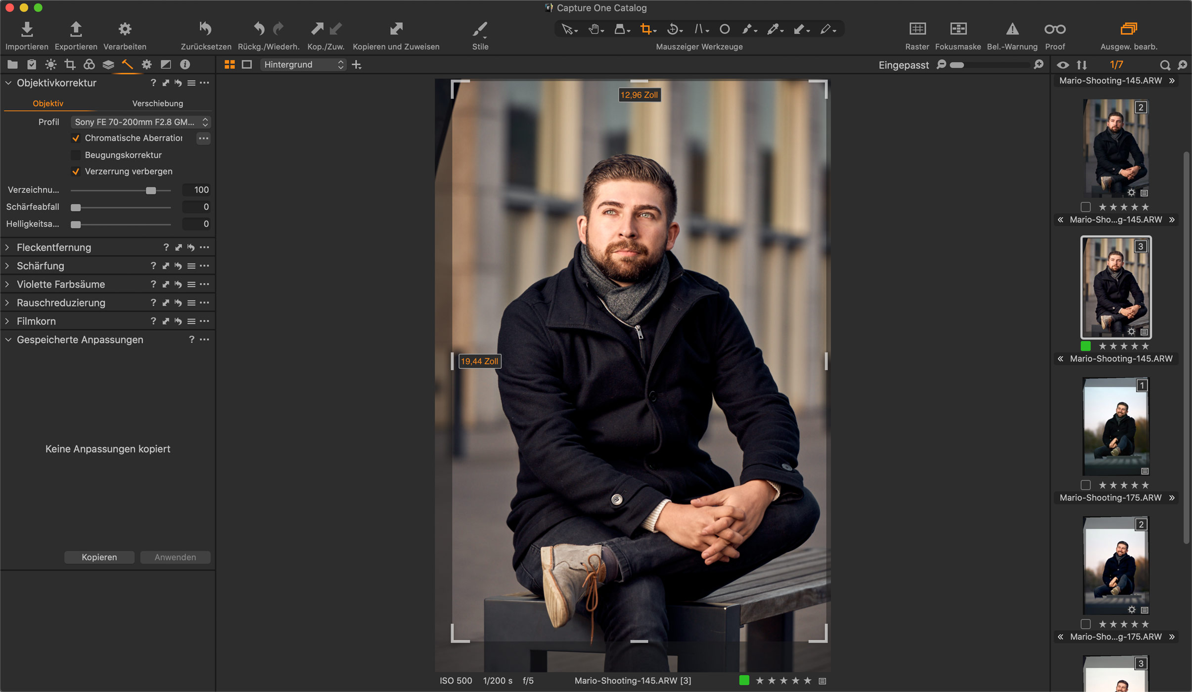 Zuschneiden in Capture One 20