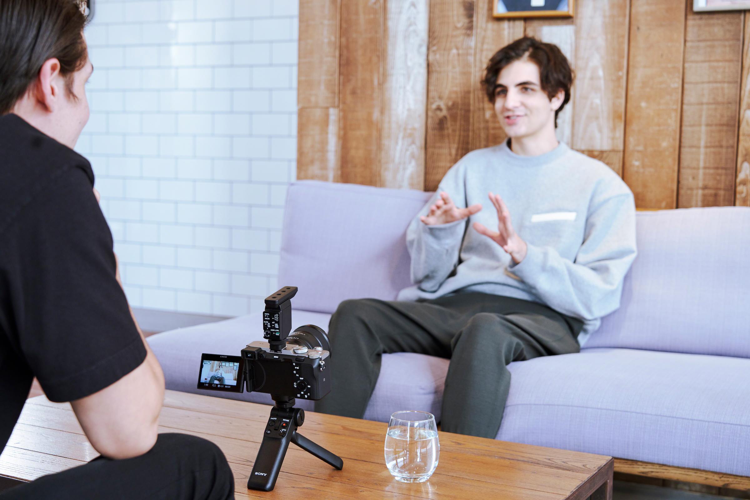 Sony Shotgun Mikrofon in Interviewsituation