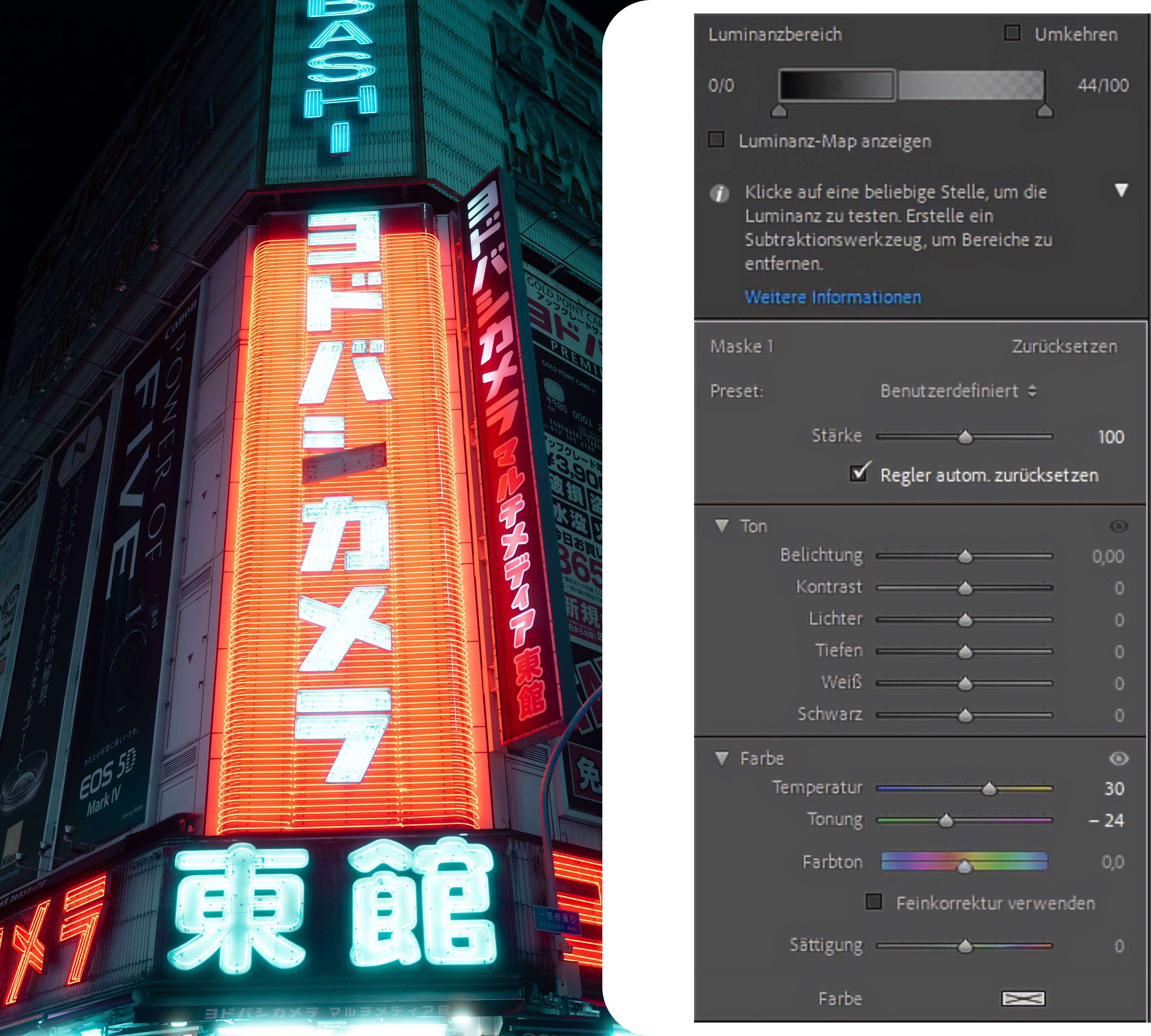 Tutorial 2 - Entwicklung mit der Luminanz Maske