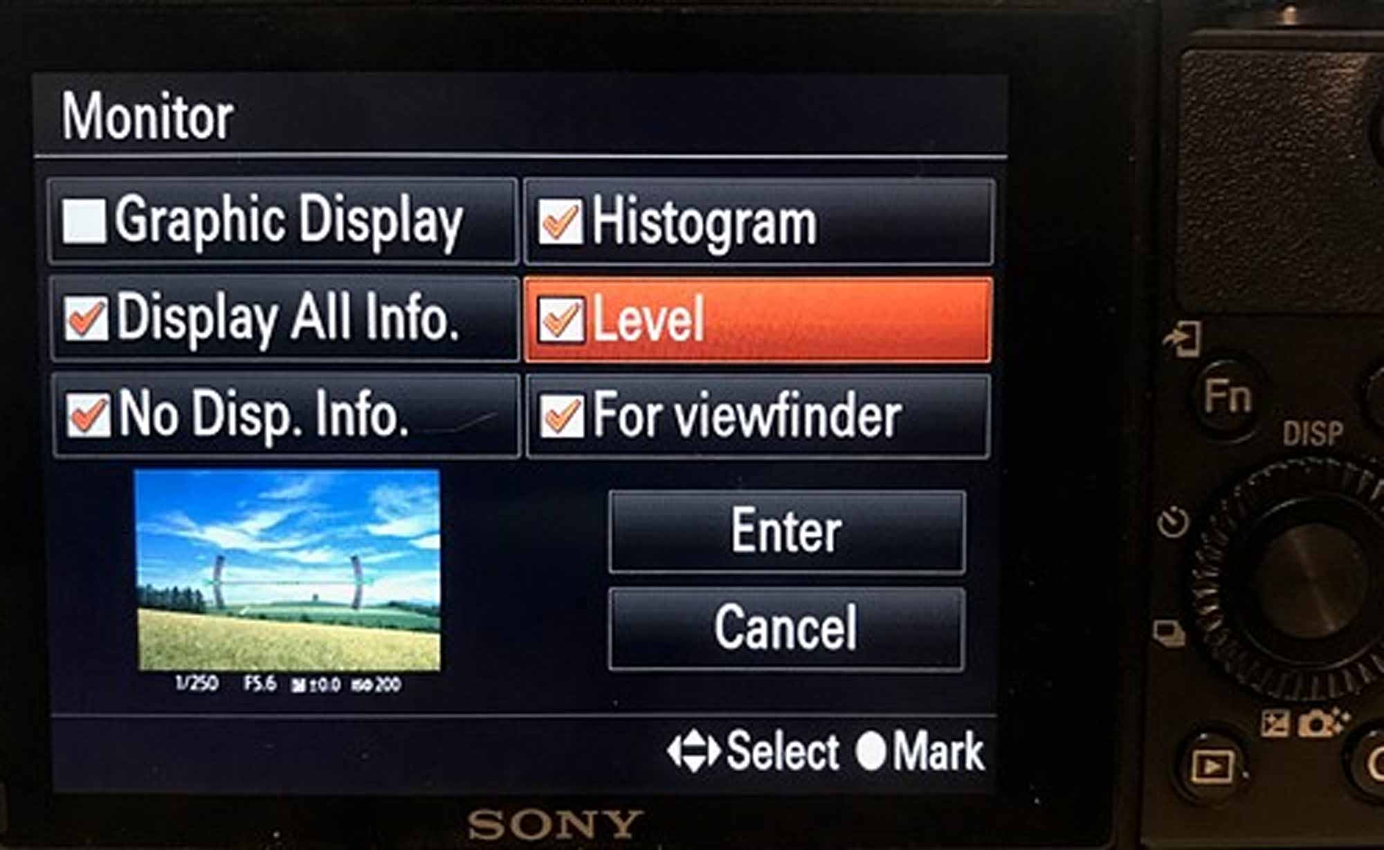 Wasserwaage in der Kamera